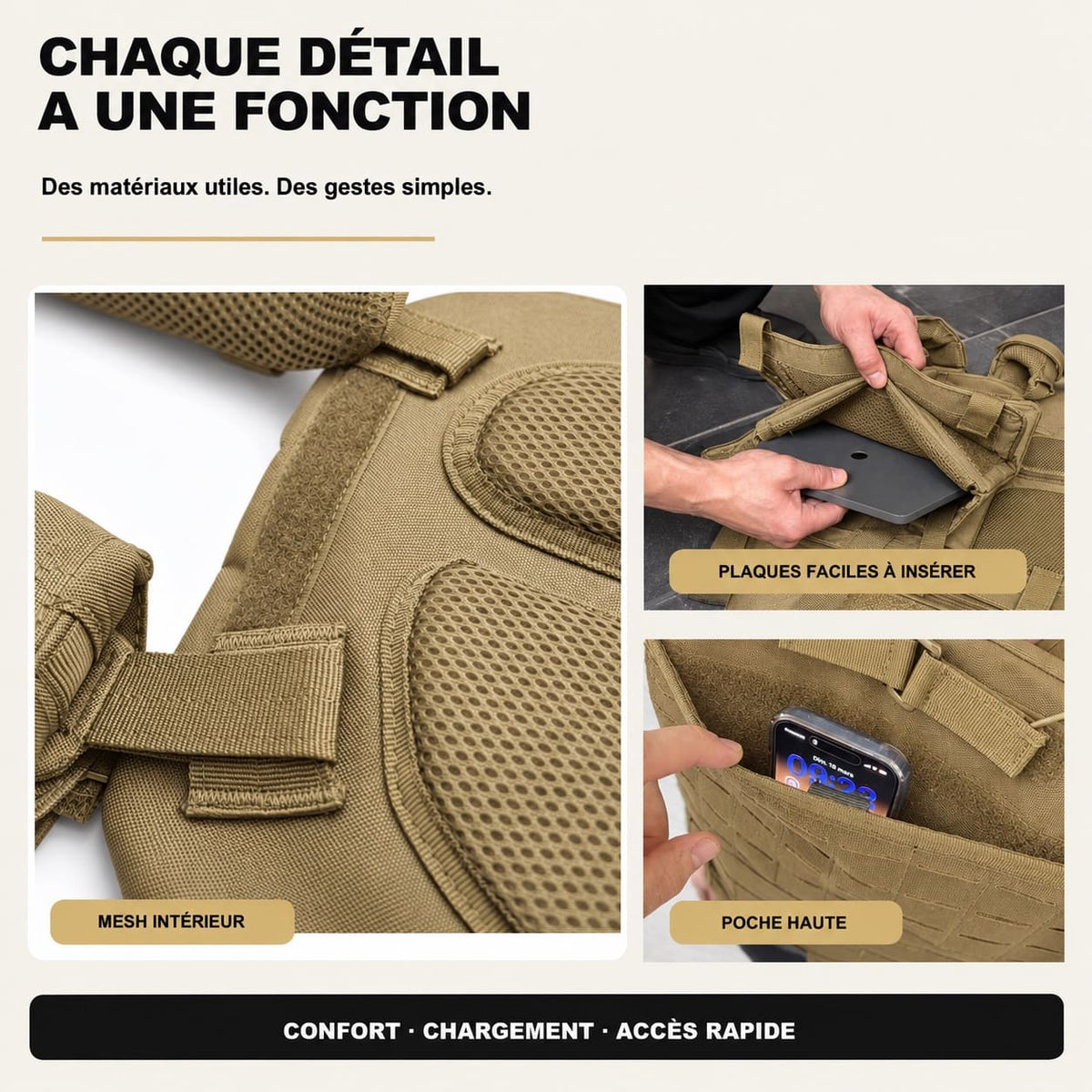 Gilet Lesté avec Plaques Tan